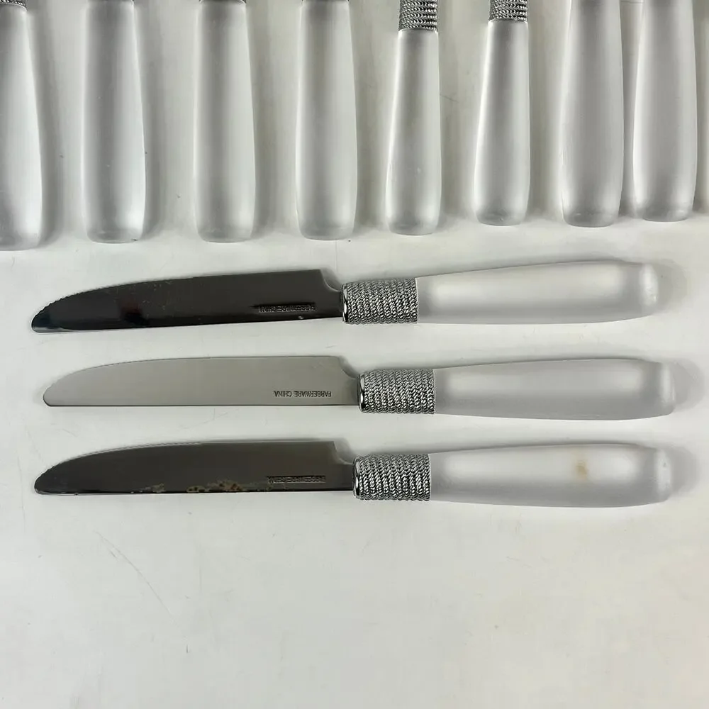 Farberware 15Pc Frosted Handle Flatware Set Stainless Steel Knives Forks Spoons